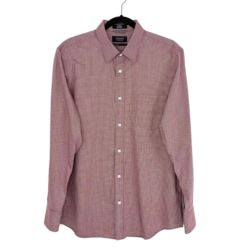 Nordstrom Men's Shirt Regular Fit Long Sleeve Red Check Large